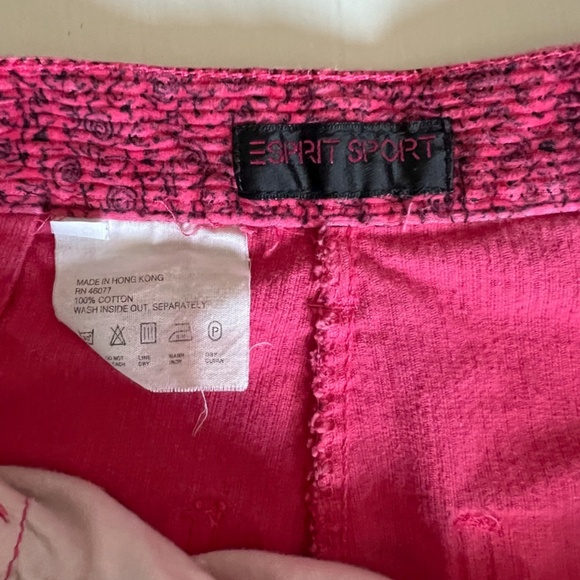 Vintage ESPRIT Women's Girls Corduroy Pink Pants 5/6 Small Floral Hot Pink Black - Picture 10 of 15